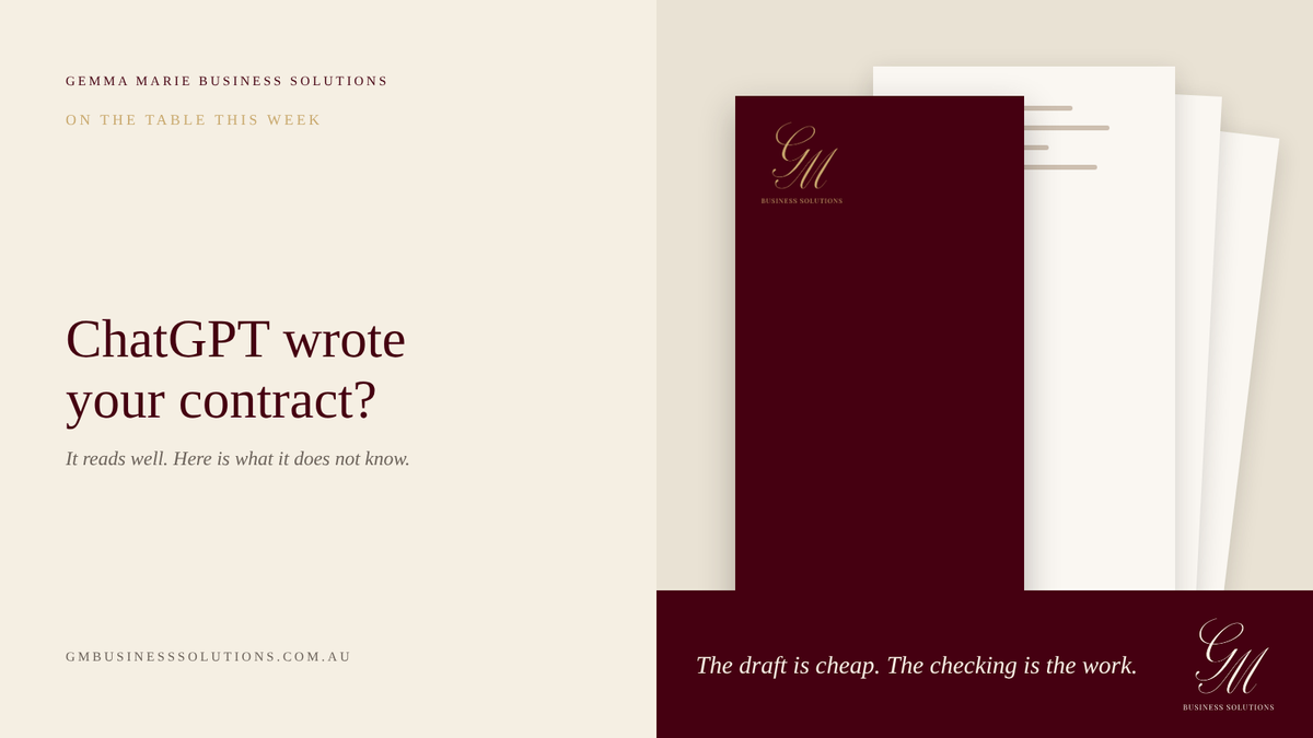 ChatGPT wrote your contract? A cabernet document cover fanned over inside pages.