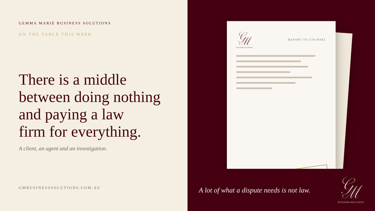 There is a middle between doing nothing and paying a law firm for everything. A report to counsel, checked.